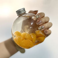 Bouteille en plastique transparente vide de 350 ml (12 oz) de forme ronde pour jus, boisson gazeuse, lait, avec bouchon à vis