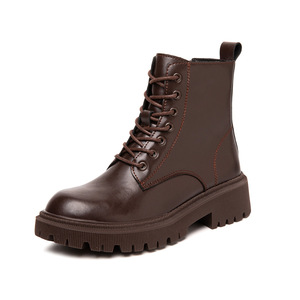 Bottines classiques pour femmes en cuir véritable rétro, imperméables, à semelle épaisse en caoutchouc, rehaussantes, pour le printemps/l'automne/l'hiver, en daim - Product Image 6