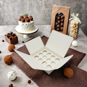 Boîte de papier blanc à la <span class=keywords><strong>truffe</strong></span> au chocolat de conception sans quantité minimale de commande basse petite boîte en papier <span class=keywords><strong>du</strong></span> désert avec doublure en papier pour la livraison et la fête - Product Image 2