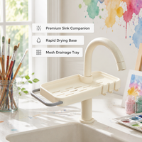 Support de Robinet en Plastique Naturel sur Pied pour Égouttoir à Vaisselle et Rangement d'Éponges et de Savon
