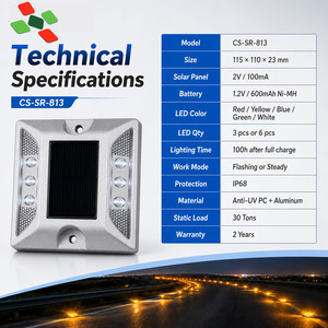 Dissuasore Stradale Solare in Alluminio con LED, Indicatore di Pavimentazione Impermeabile IP68 per Autostrade e <span class=keywords><strong>Parcheggi</strong></span>, MOQ 1 Pezzo - Product Image 4