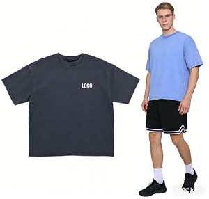 Vêtements pour hommes en gros, Nouveautés été, T-shirt épais 100% coton uni, coupe ample, style vintage, personnalisable, offre spéciale pour hommes - Product Image 6