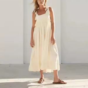 เดรสชายหาดฤดูร้อนคุณภาพสูงมาใหม่ ขายส่ง เดรสผ้าลินินทรงเข้ารูป สายเดี่ยวเซ็กซี่ เอวเล็ก ดีไซน์เรียบร้อยสำหรับผู้หญิง - Product Image 3