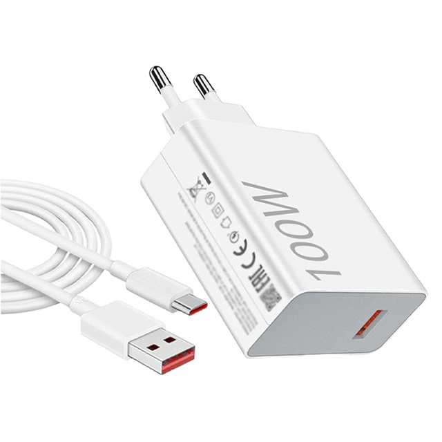 EU Plug 100W Fast Charging QC3.0 OTP/OVP Fireproof Mobile Phone Charger for 17/17Pro/Pro Max Redmi K90 Pro