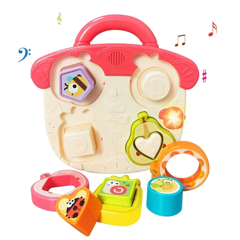 6〜12ヶ月の赤ちゃんのための教育的な赤ちゃんの形の並べ替えおもちゃ音楽認知マッチングパズルボード