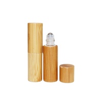Botol Roller Ball Parfum Minyak Esensial Bambu Alami 5ml 10ml dengan Lapisan Kaca Bagian Dalam, Logo Dapat Diukir