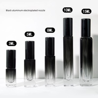 Botol Parfum Kaca Silinder Pompa Semprot dengan Tutup Plastik Aluminium Gradasi Hitam Kosong 3ml 5ml 8ml 10ml 15ml