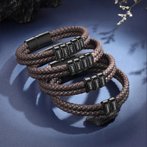 <span class=keywords><strong>Bracelet</strong></span> tressé personnalisé DIY, nouveau, transfrontalier, Europe, États-Unis, rétro, multi-couches, en acier inoxydable pour homme - Product Image 2