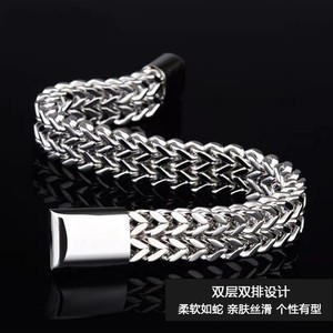 Unisex alla moda Anti-allergia bracciale in acciaio inox <span class=keywords><strong>con</strong></span> fibbia a <span class=keywords><strong>magnete</strong></span> quadrato placcato argento catena anteriore posteriore gioielli da uomo - Product Image 3