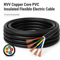Câble multiconducteur 5x1mm² H05VV-F RVV, câble électrique flexible en cuivre gainé PVC 300/500V pour câblage de machines