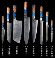 Ensemble de couteaux de chef japonais Kiritsuke, acier Damas VG-10 à 67 couches, manche en résine, ambidextre, passe au lave-vaisselle, boîte cadeau