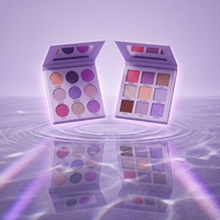 Palette de fards à paupières végétariens scintillants 9 couleurs violettes, kit de maquillage personnalisé avec logo, palette de fards à paupières mats, marque privée
