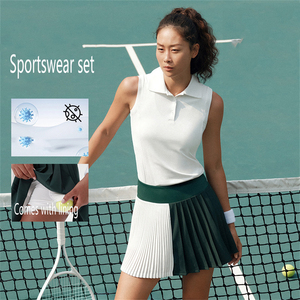 Gaun Pickleball Wanita Custom Logo Grosir OEM Label Pribadi Bernapas Cepat Kering Jumpsuit Atletik Tanpa Lengan Kerah Mandarin - Product Image 2
