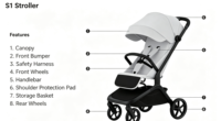 Poussette bébé Kidilo minimaliste ultra-légère, pliage à une main, portable pour avion, poussette de voyage