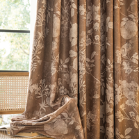 Rideaux occultants marron Branch Whisper, draperies à plis froncés crème à motifs floraux pour salon, style minimaliste, vente en gros au mètre