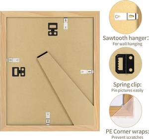 Picture <strong>Frame</strong> <strong>Photo</strong> <strong>Frame</strong> Made of Solid Oak Wood and Real Glass,Display Picture 2 Opening Mat for Wall &amp; Tabletop - Product Image 2