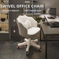 Chaise de bureau ergonomique en cuir PU, pivotante et réglable, pour cadres, avec base en acier inoxydable