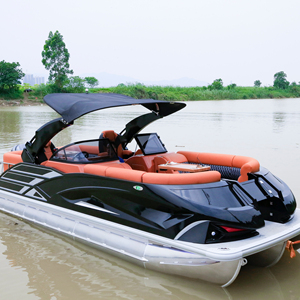 Bateau ponton multifonctionnel de 22 pieds avec console centrale, sondeur et bac à poissons vivants pour la pêche en haute mer, le divertissement et les loisirs - Product Image 1