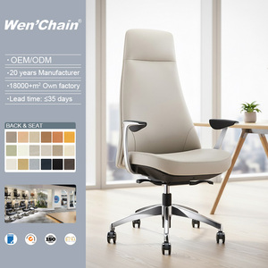Chaise de <span class=keywords><strong>bureau</strong></span> de direction ergonomique moderne et luxueuse à dossier haut, avec hauteur réglable, en cuir PU, base chromée, design pivotant - Product Image 1