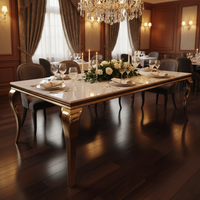 Table de banquet moderne de luxe en gros pour événements de mariage, avec structure en acier inoxydable et plateau en verre, pour hôtels, salles à manger et salons, prix d'usine