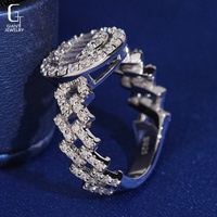 Anillo Halo con Moissanita Baguette de Esfera Redonda, Plata de Ley S925, Pasa el Test de Diamantes, Certificado GRA, para Hombre y Mujer