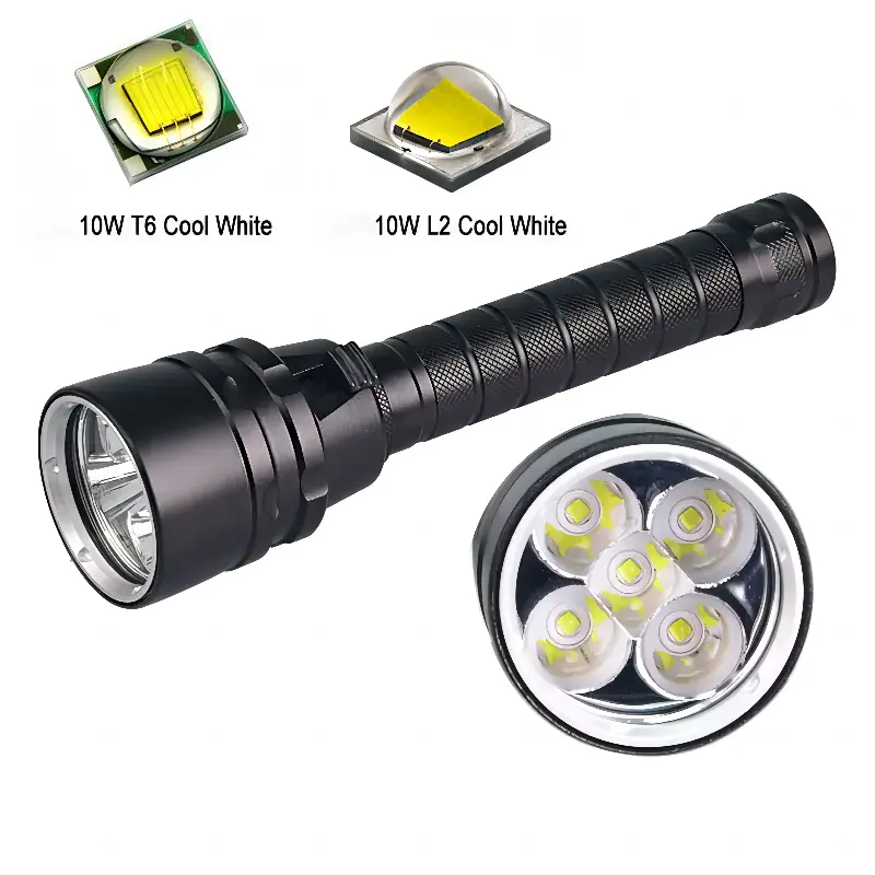 4000 Lumens T6 LED Diving Flashlight High Brightness IPX8 Most Powerful 80 Meters Underwater Lantern for Emergency Camping