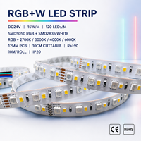 Ruban LED blanc à changement de couleur 120 LED/m 12mm PCB IP20 Intérieur Dimmable Coupable toutes les 10cm 2700K 3000K 4000K 6000K pour éclairage de meuble
