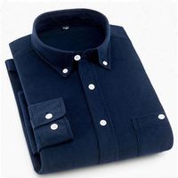 M-5XL Homme Nouvelle Mode Hauts Vêtements en Velours Côtelé Couleur Unie Manches Longues pour Chemise Polo à Col Revers Boutonnée Anti-Plis Automne Décontracté
