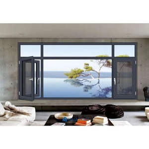 Finestra in Vetro per Balcone dal Design Moderno, Apertura a Battente Orizzontale con Zanzariera Magnetica, Antivento e Resistente agli Urti, Telaio in Alluminio Temperato - Product Image 1