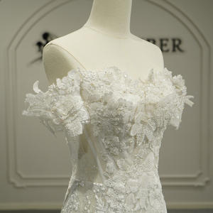 Vestido de Novia Sirena de Lujo Jancember GT26042 Color Marfil <span class=keywords><strong>con</strong></span> Cuentas y Flores 3D - Product Image 5