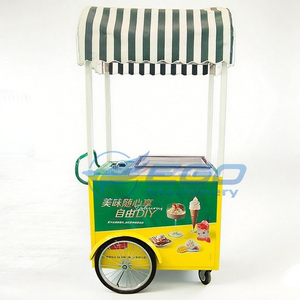 รถเข็นขายกาแฟและอาหารแบบเข็นมือสำหรับใช้งานกลางแจ้ง พร้อมร่มกันแดด ขาย - Product Image 3