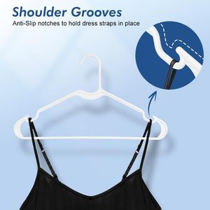 <b>White</b> Plastic Hangers Slim Non-Slip with Extended Notch Space Saving Modern Hook Type Clothing Organizer - Product Image 6