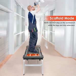 Banc de travail pliable robuste en ABS pour garage domestique, table de travail multi-usages 7 en 1 avec roues pour la construction et les réparations - Product Image 6