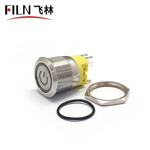 FILN impermeável 110v travamento momentâneo 7 pinos botão interruptor vermelho azul verde amarelo branco interruptor de botão de aço inoxidável - Product Image 6