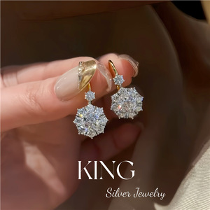 Snowflake <b>Cuff</b> <b>Earrings</b> S925 Sterling Silver Gold Plated Everyday Wear Classic Studs - Product Image 2