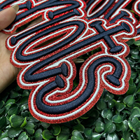 Écusson de football personnalisé brodé en 3D, motif Patriots, avec fond pailleté et points en relief, badge sportif pour vestes en tissu