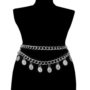 จี้เหรียญวินเทจพร้อมพู่ห้อยประดับเอวสำหรับผู้หญิง สร้อยคอสองชั้นสำหรับงานปาร์ตี้ แฟชั่นเครื่องประดับโลหะผสมสังกะสี - Product Image 2