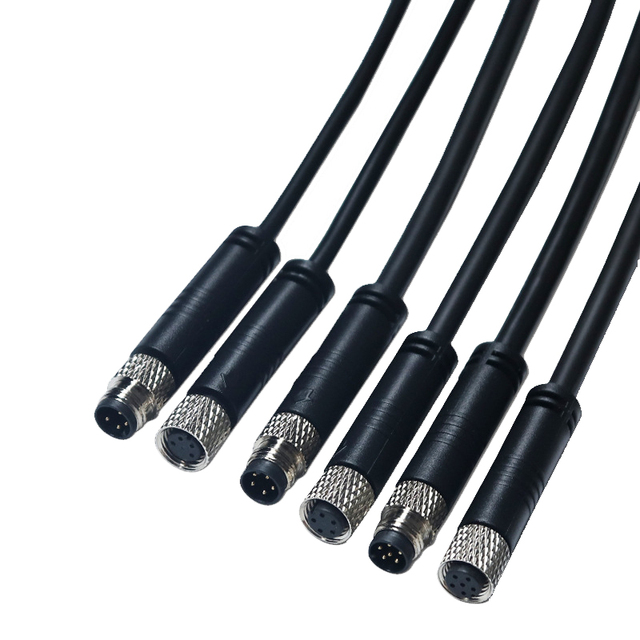 Custom M8/M12 DC Cables 20/22/24AWG | Pure Copper & PVC | Male/Female/Bare Ends | Straight/Angled | Shielded/Unshielded | 1.5M