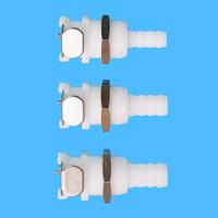 Raccord rapide coudé non-valvulé en plastique à basse pression 1/4" 5/16" 3/8" avec embout cannelé mâle 90 degrés pour tuyau