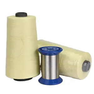 Aramid Stainless Steel Wire Sewing Thread cut resistant Hybrid Aramid/Steel Thread aramid hybrid Thread Wrapped with wire