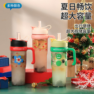Double <b>Drink</b> Ice King Cup Large Capacity <b>Plastic</b> Water Bottle With <b>Straw</b> For Travel Summer 2024 - Product Image 3