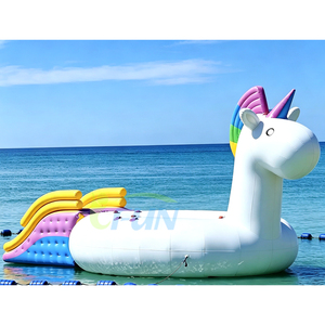 <span class=keywords><strong>Isla</strong></span> Flotante Inflable Gigante con Forma de Unicornio, Parque Acuático con Trampolín y Tobogán, Equipo de Diversión para Parques Acuáticos Temáticos - Product Image 6