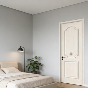 Puerta Interior Tradicional de Madera Maciza con Diseño de Panel Arqueado para Dormitorio - Product Image 2