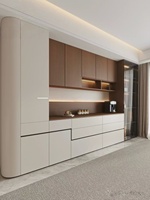 Buffet Modulaire de Luxe Minimaliste Moderne en Bois Massif Écologique avec Tiroirs et Étagères Ouvertes pour Salon, Salle à Manger et Maison