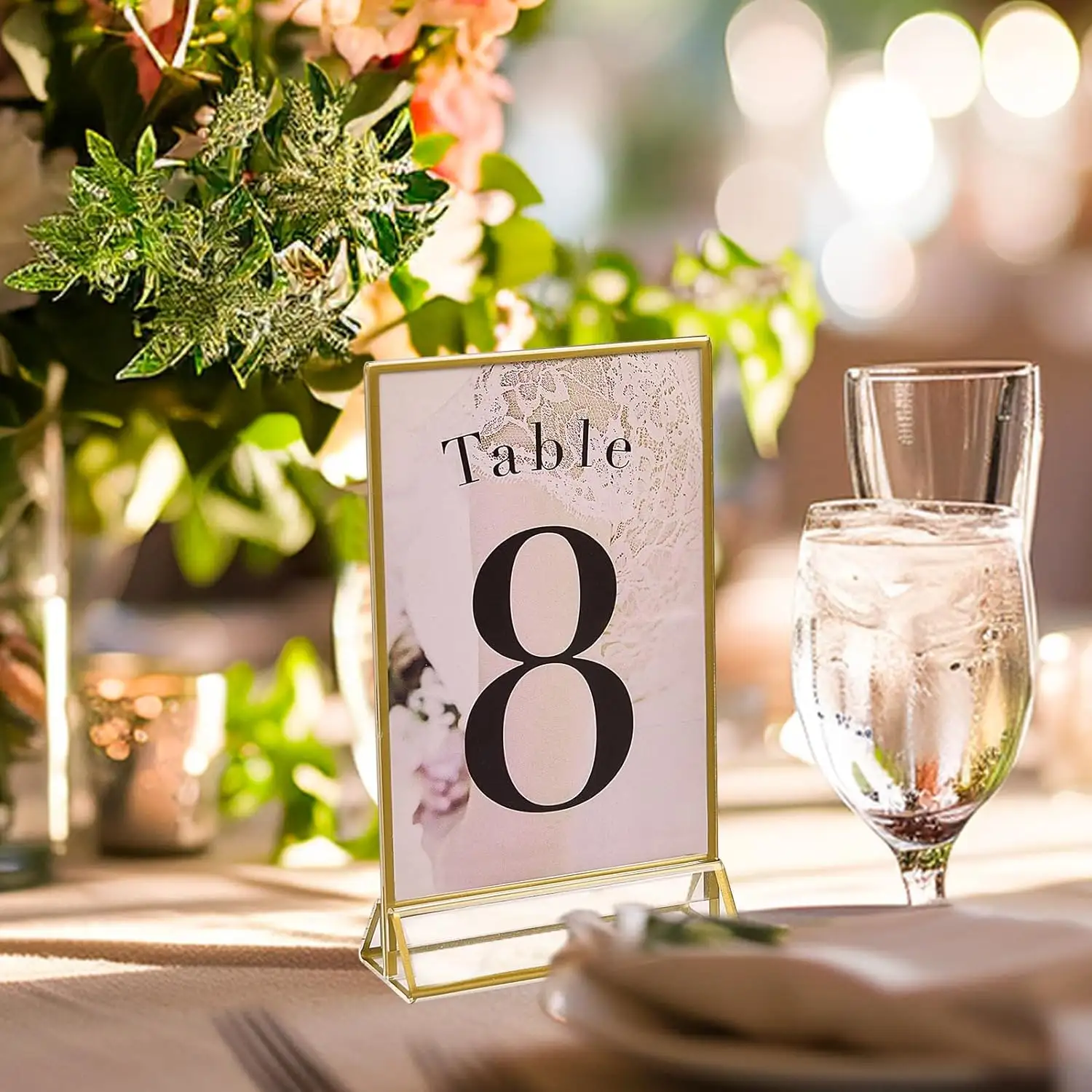 Números de mesa dourados acrílicos para decoração de mesa de casamento