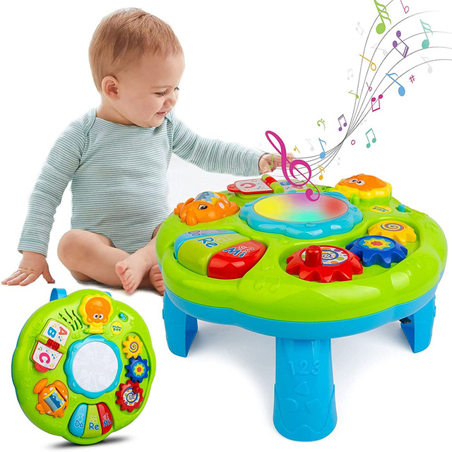 MILI 2-in-1 Early Educational Musical Hand Drum Activity Toys Multi-Activity Table Set for Kids Fun Learning Table for Baby
