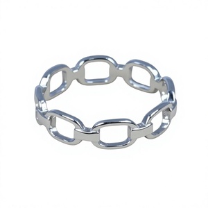 Bague chaîne en argent sterling 925 avec pierre naturelle sertie clos, design chrétien antique tendance, unisexe, bijoux fins certifiés - Product Image 1
