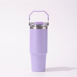 Gobelet de voyage pour voiture avec poignée, 20oz 30oz, tasse isotherme à double paroi avec couvercle et paille, antidérapant pour les trajets quotidiens - Product Image 6