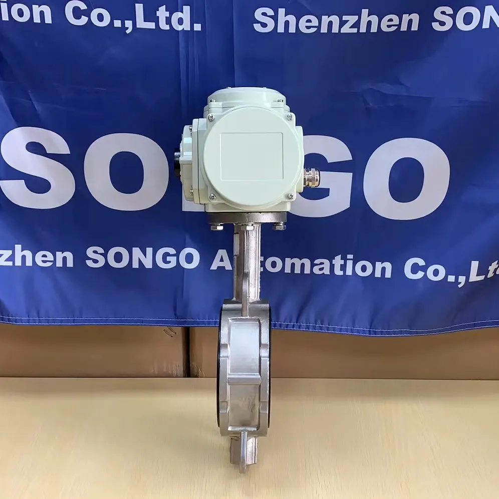 On/off type DN100 4 inch Electric Actuator EPDM Wafer Type Stainless Steel 304 Pn16 Motorized electric water Butterfly Valve