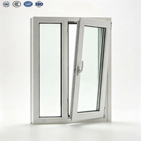 Fenêtre de balcon à double vitrage avec grille, design français, cadre en aluminium ultra-fin, fenêtre à battant en aluminium pour maison